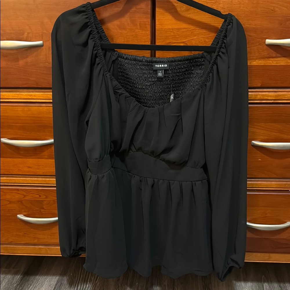 Torrid Black Smocked Blouse